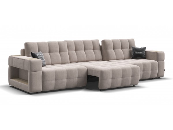 Диван BOSS.XO MAX велюр Monolit латте / WOOD Snow