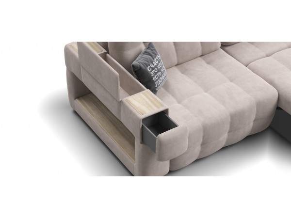 Диван BOSS.XO MAX велюр Monolit латте / WOOD Snow