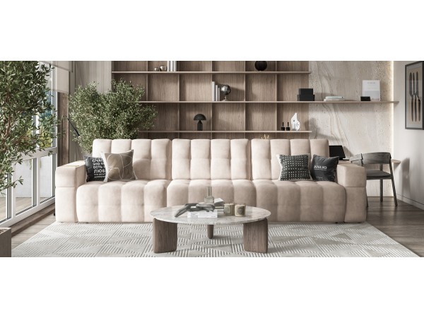 Диван BOSS.XO MAX велюр Monolit латте / WOOD Snow
