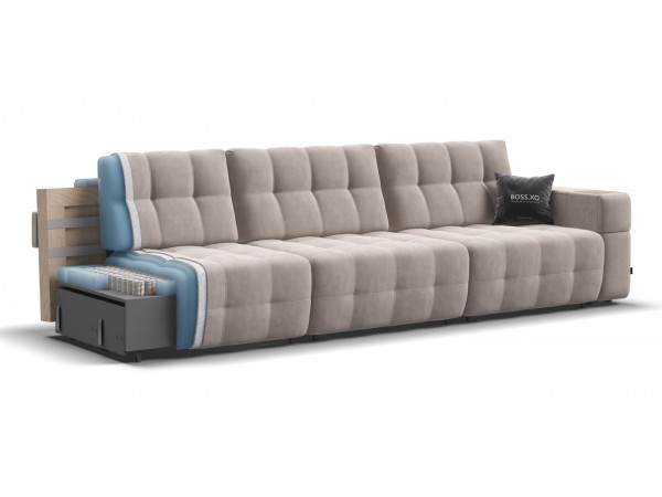 Диван BOSS.XO MAX велюр Monolit латте / WOOD Snow