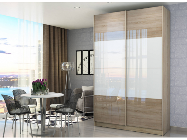 Шкаф-купе Марвин СТЛ.299.05 Дуб сонома/Белый глянец/Дуб светлый