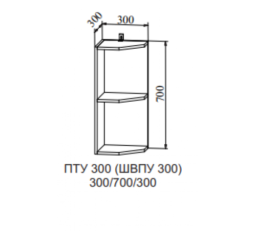 Шкаф верхний торцевой открытый ПТУ 300