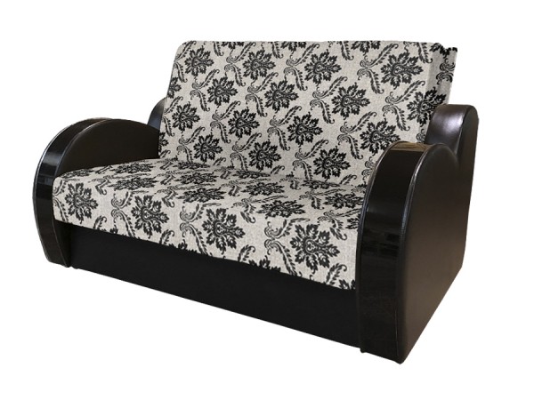 Диван Виктория 120 с декором 3 (рогожка вензель коричневый/кожзам коричневый)