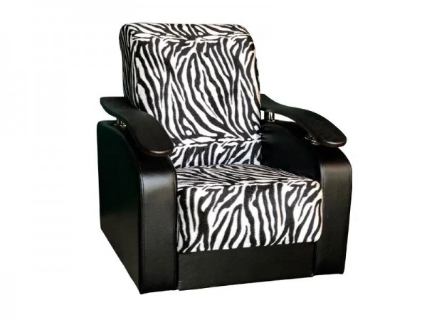 Кресло мягкое  Антуан (подлокотники кожзам черный/велюр зебра)