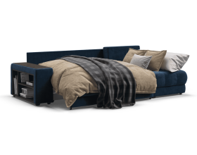 Босс ХЛ угловой диван Велюр Монолит синий