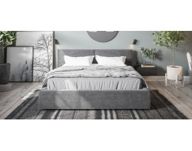 Норд Кровать+ПМ 160*200 Велюр Монолит серый