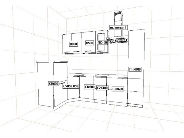 Кухня Вариант фасада Капри Липа белый/Липа пепел 1,45*2,75 м 