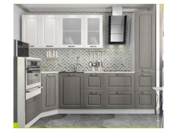 Кухня Вариант фасада Капри Липа белый/Липа пепел 1,45*2,75 м 