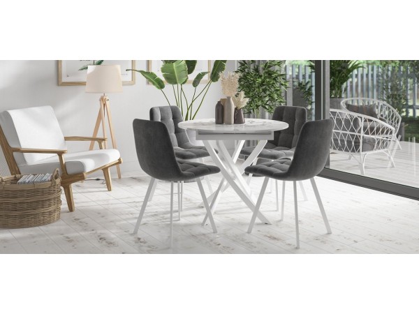 Стул НОРД велюр Velutto Серый, Белый