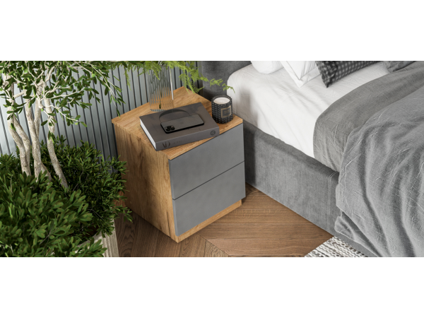 Тумба СИМПЛ NEW Крафт табачный, Серый графит