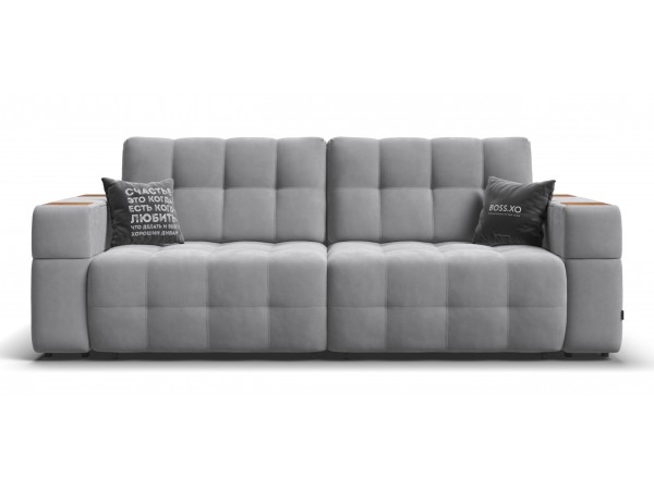 Диван BOSS.XO велюр Monolit сталь / WOOD Smok
