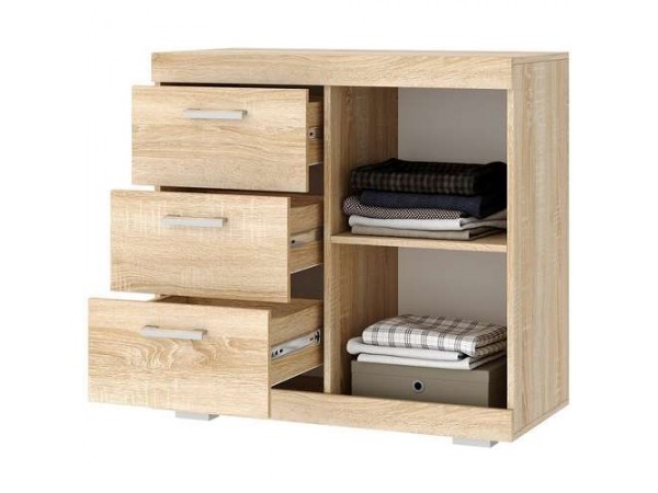 СОНАТА Комод КС-900 1Д Сонома-Белый глянец