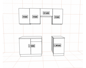 Кухня Вариант фасада Капри Липа белый / Липа пепел 2,1 м 