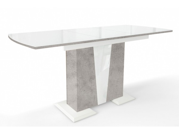 Стол Фрегат обеденный Белый/Бетон/Стекло)