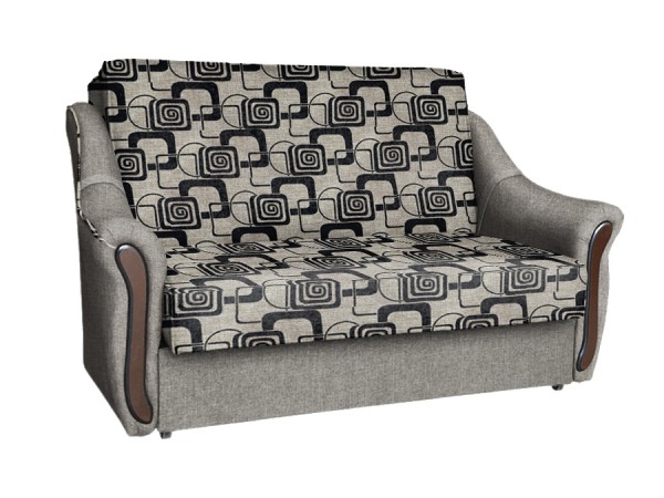 Диван Виктория 140 (рогожка кубики коричневые/рогожка бежевый)