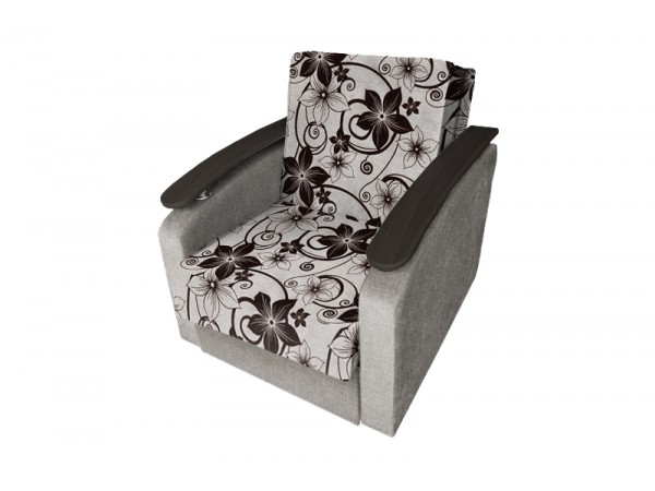 Кресло-кровать Виктория с декором 2 (рогожка цветок крупный коричневый/рогожка беж)