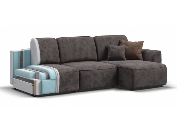 Угловой диван KING SE Велюр Alkantara серый