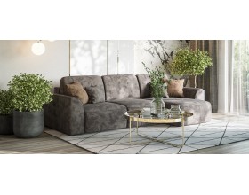 Кинг угловой диван Велюр Алькантара серый