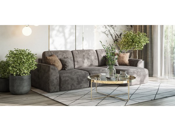 Угловой диван KING SE Велюр Alkantara серый