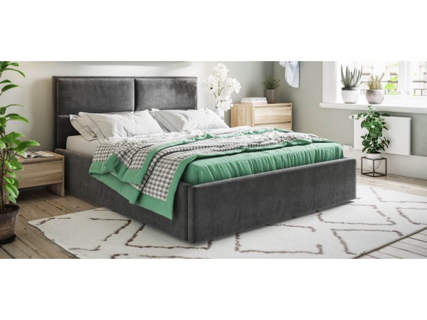 Кровать MILA + ПМ 160*200 велюр Monolit серая Кровать MILA + ПМ 160*200 велюр Monolit серая