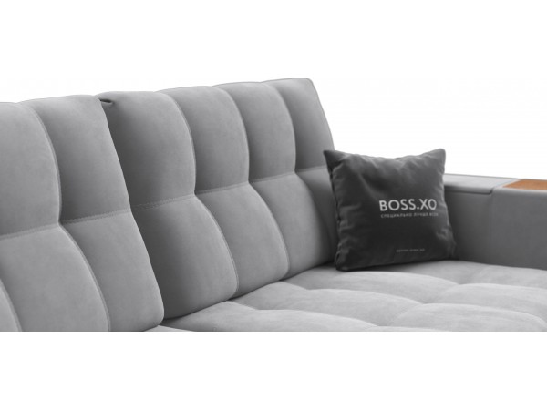 Диван BOSS.XO MAX велюр Monolit сталь / WOOD Smok