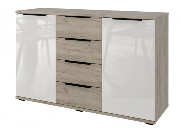  Комод 4 ящика 2 дв. Альянс СТЛ.435.09 Дуб крафт/Белый глянец