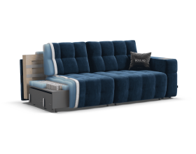Босс ХО диван Велюр Монолит синий