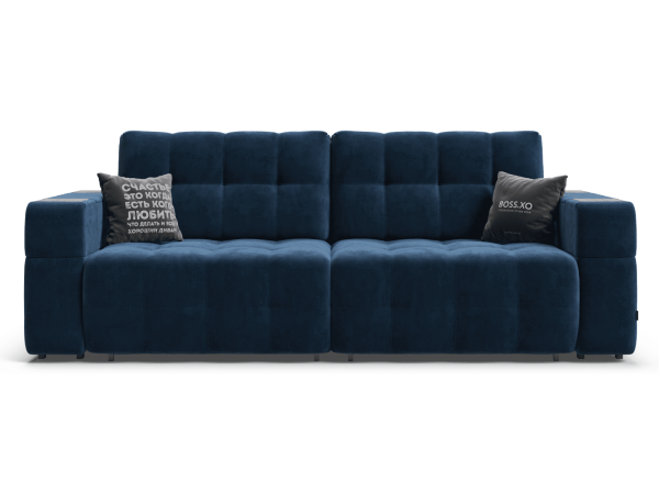 Диван BOSS.XO велюр Monolit синий / WOOD Rock