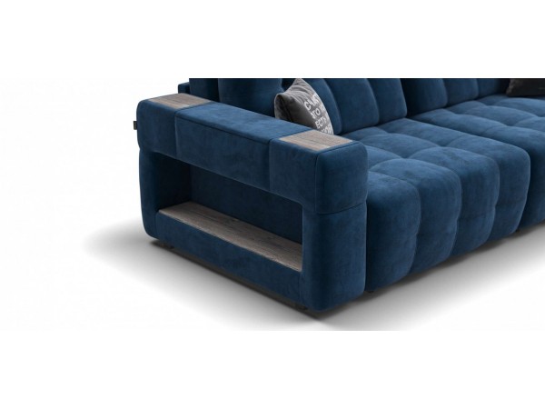 Диван BOSS.XO велюр Monolit синий / WOOD Rock
