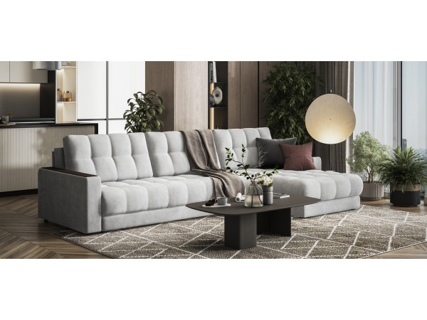 Угловой диван BOSS 3.0 MAX велюр Monolit сталь