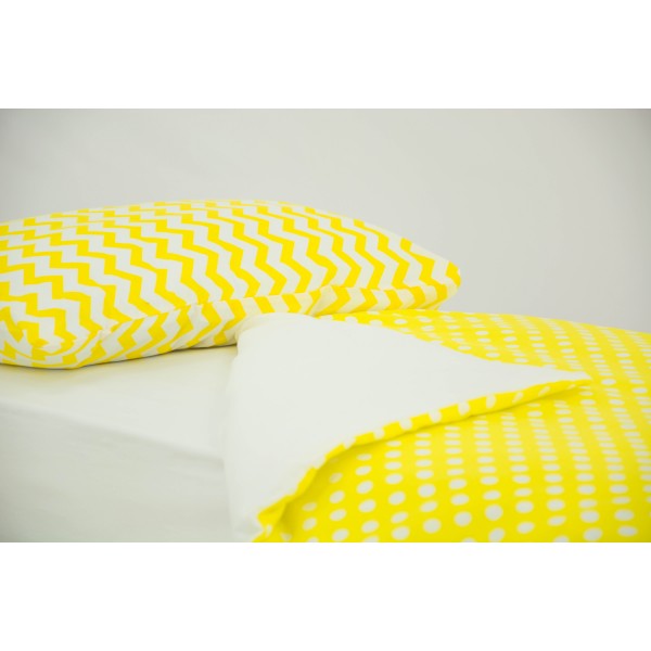 Детское постельное белье Зигзаги желтые - горох, фон желтый