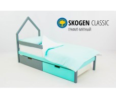 Детская кровать-домик мини Svogen графит-мятный