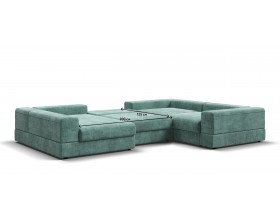 П-образный диван-кровать Босс Модуль правый, мягкие подлокотники, шенилл Глосс минт