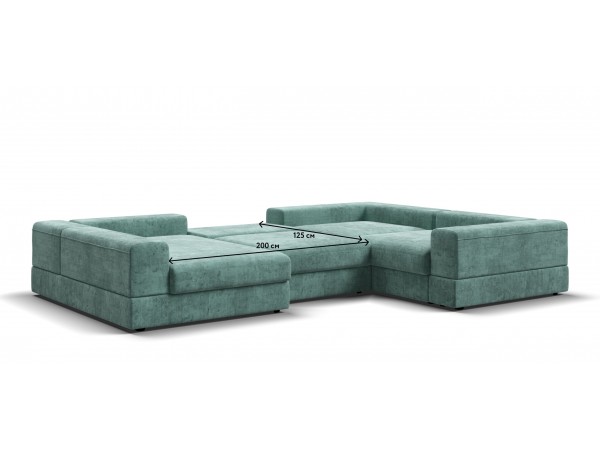 П-образный диван-кровать Босс Модуль правый, мягкие подлокотники, шенилл Глосс минт