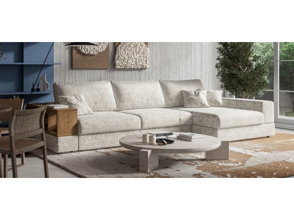 Угловой диван-кровать Босс Модуль XL правый, полка слева, Шенилл Смарт кварц