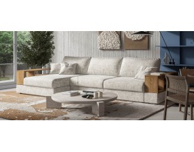 Угловой диван-кровать Босс Модуль XL левый, две полки, шенилл Смарт кварц