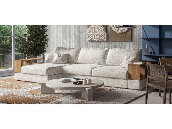 Угловой диван-кровать Босс Модуль XL левый, две полки, шенилл Смарт кварц