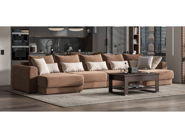 Модульный п-образный диван РИЧМОНД MODOOL Велюр Monolit мокко