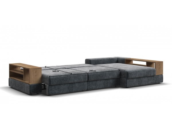 Угловой диван-кровать Босс Модуль XL правый, две полки, шенилл Глосс карбон