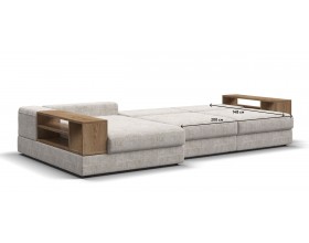 Угловой диван-кровать Босс Модуль XL левый, две полки, шенилл Смарт кварц