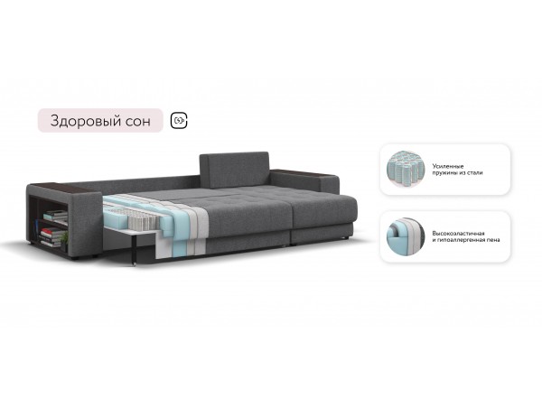 Угловой диван Ванкувер Рогожка Мальмо серый