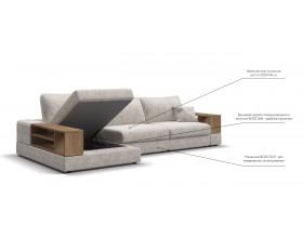Угловой диван-кровать Босс Модуль XL левый, две полки, шенилл Смарт кварц