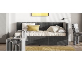 Белла Мини Кровать+ПМ 90*200 велюр Монолит серый