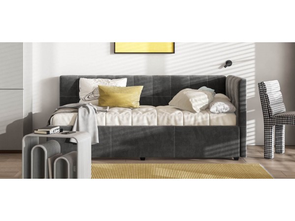 Белла Мини Кровать+ПМ 90*200 велюр Монолит серый