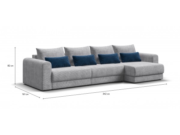 Модульный угловой диван РИЧМОНД MODOOL MAX Вельвет CORD серый