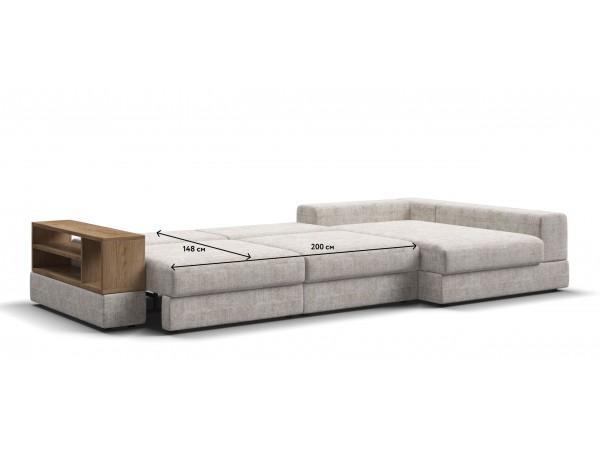 Угловой диван-кровать Босс Модуль XL правый, полка слева, Шенилл Смарт кварц