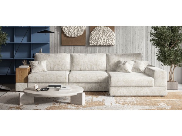 Угловой диван-кровать Босс Модуль XL правый, полка слева, Шенилл Смарт кварц