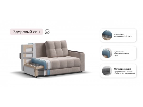 Диван Босс Маркет двухместный велюр Монолит латте