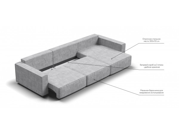 Угловой диван BOSS SOFT MODOOL MAX Вельвет CORD серый