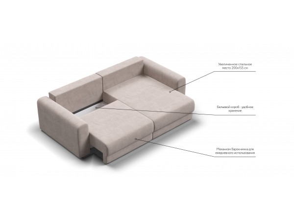 Модульный угловой диван РИЧМОНД MODOOL Велюр Monolit латте